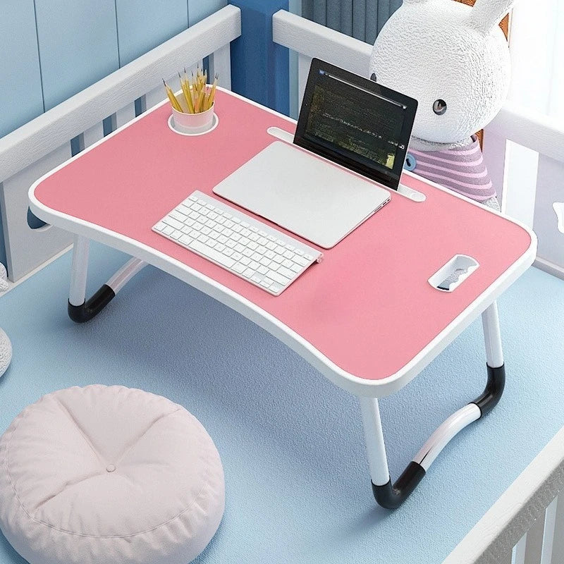 Folding Mini Table, Bed Tray Cup Holder Type Laptop Desk, Sitting Table, Cup Holder Drawer Tablet Stand, Folding Small Table