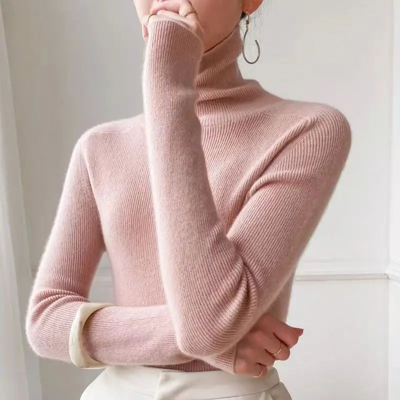 Fashion Solid Color Slim Turtleneck Sweater 2026 Autumn Winter New Casual Versatile Warm Pullovers Long Sleeves Women's Clothing