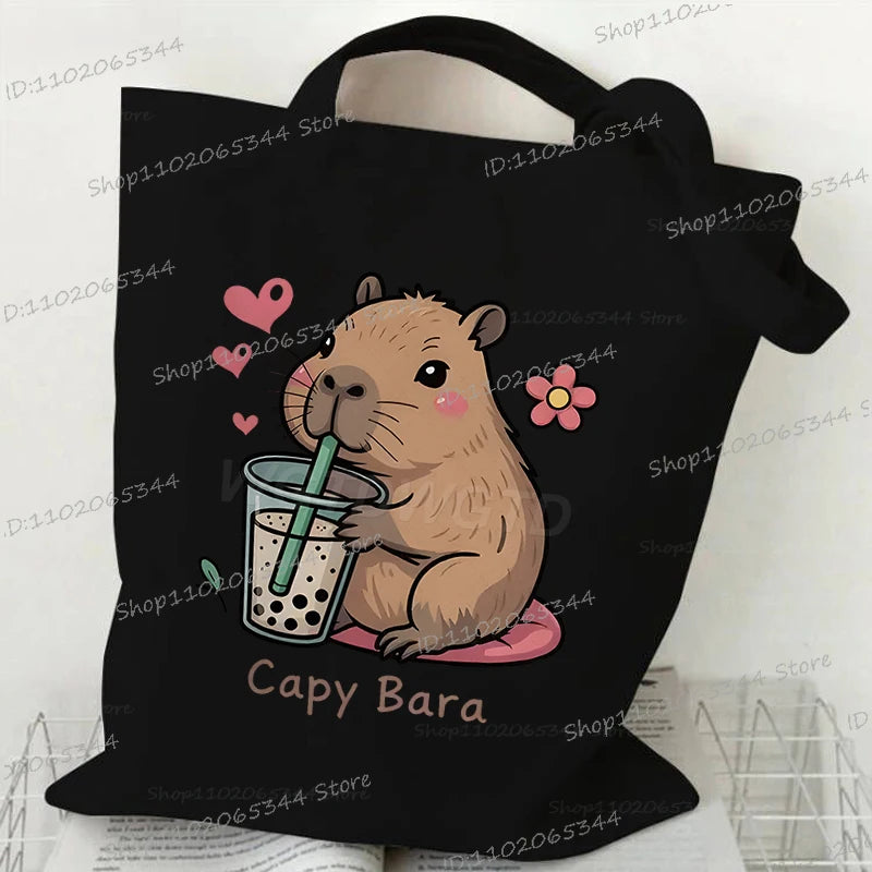 Capybara Funny Anime Women Men Handbag Cartoon Style Animal Capybara Shoulder Bag Fashion Teenage Gifts Casual Commuter Tote Bag