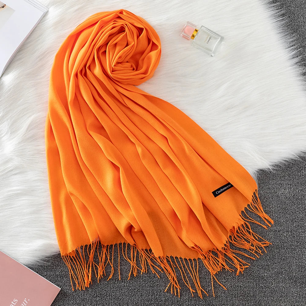 Fashion Solid Scarf Women Cashmere Soft Winter Warm Scarves Hijab Female Long Headband Shawl Wraps Bandana Foulard 2022 Echarpe