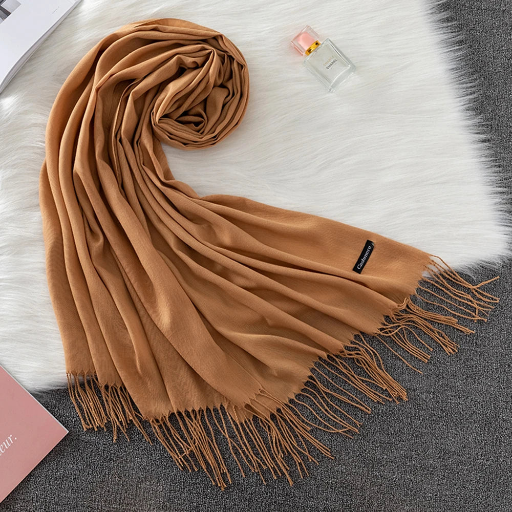 Fashion Solid Scarf Women Cashmere Soft Winter Warm Scarves Hijab Female Long Headband Shawl Wraps Bandana Foulard 2022 Echarpe