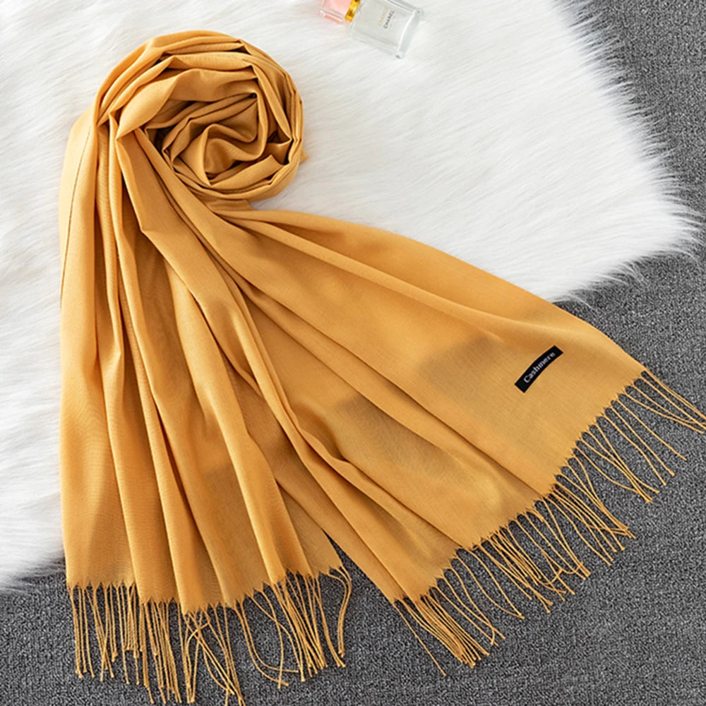 Fashion Solid Scarf Women Cashmere Soft Winter Warm Scarves Hijab Female Long Headband Shawl Wraps Bandana Foulard 2022 Echarpe