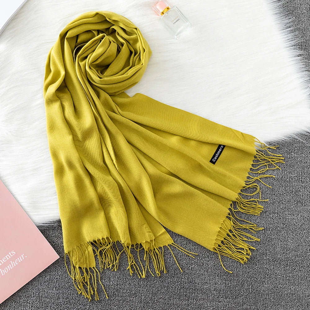 Fashion Solid Scarf Women Cashmere Soft Winter Warm Scarves Hijab Female Long Headband Shawl Wraps Bandana Foulard 2022 Echarpe
