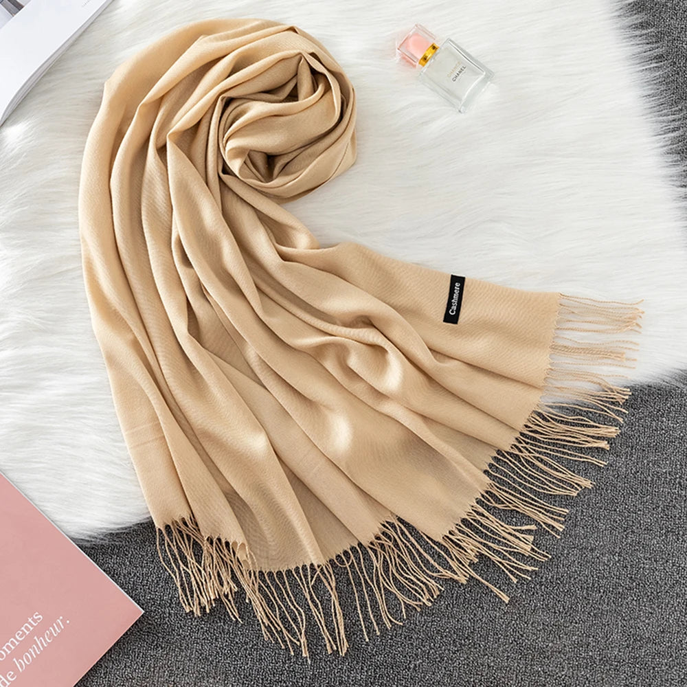 Fashion Solid Scarf Women Cashmere Soft Winter Warm Scarves Hijab Female Long Headband Shawl Wraps Bandana Foulard 2022 Echarpe