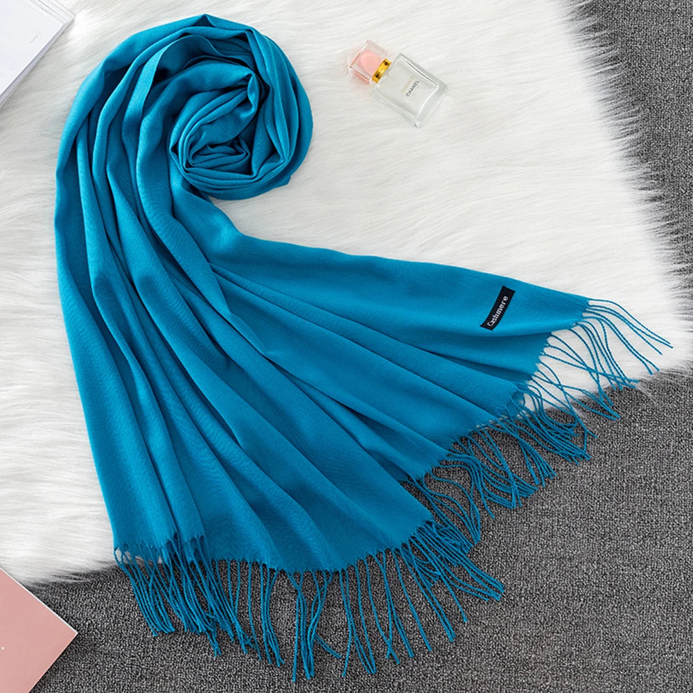 Fashion Solid Scarf Women Cashmere Soft Winter Warm Scarves Hijab Female Long Headband Shawl Wraps Bandana Foulard 2022 Echarpe