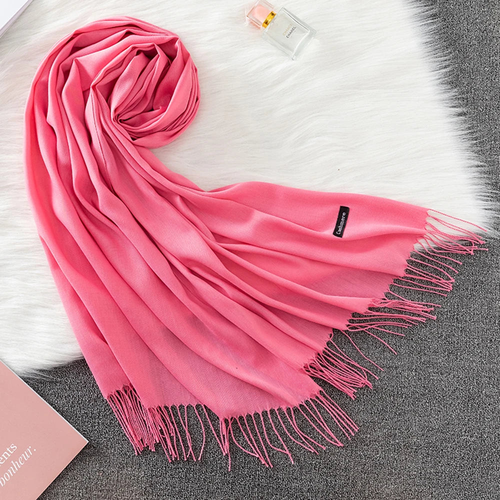 Fashion Solid Scarf Women Cashmere Soft Winter Warm Scarves Hijab Female Long Headband Shawl Wraps Bandana Foulard 2022 Echarpe