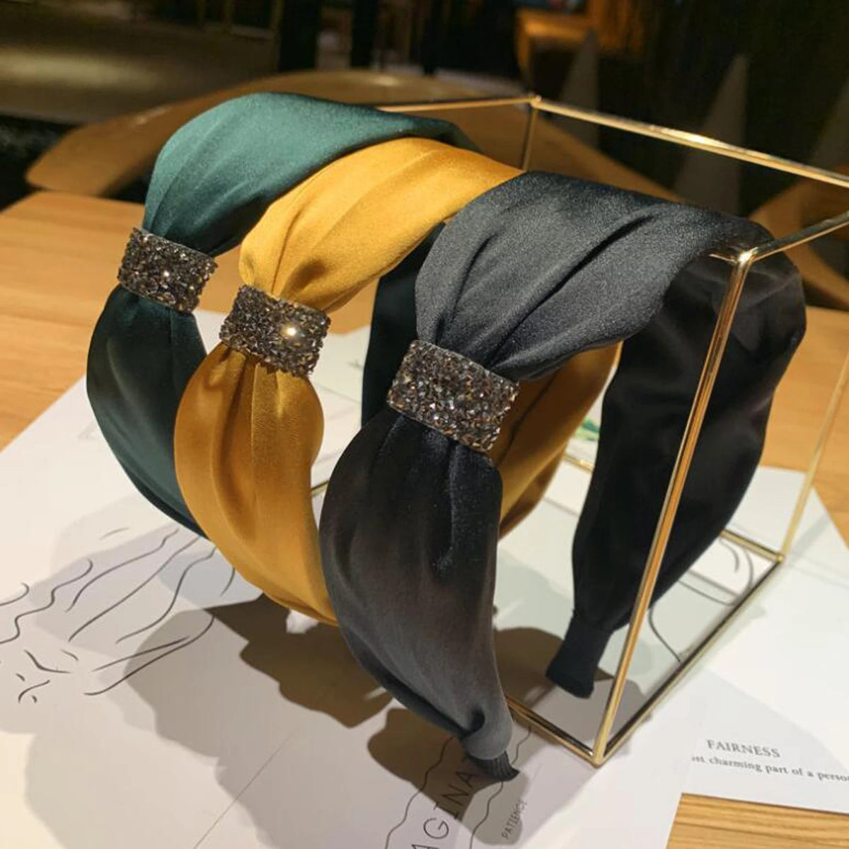 New Fashion Women Headband Solid Color Rhinestone Hairband Temperament High Quality Hair Accessories Wholesale Headwear