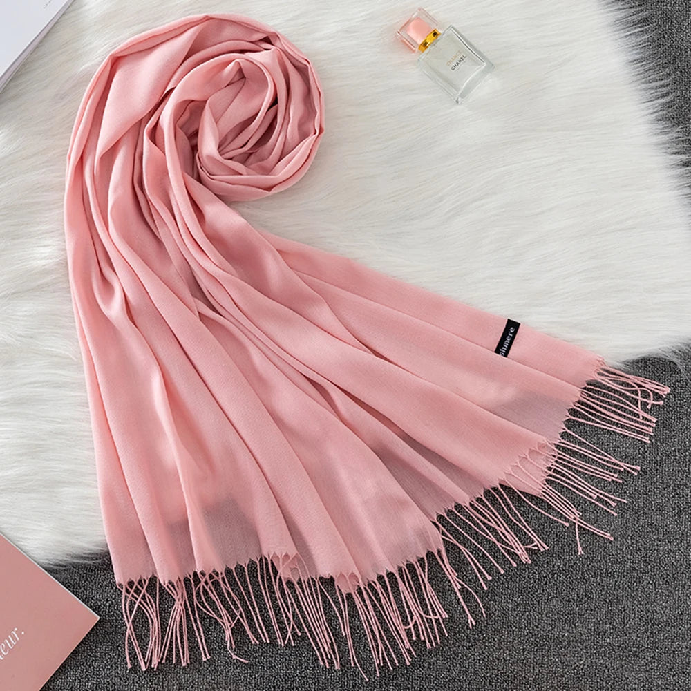 Fashion Solid Scarf Women Cashmere Soft Winter Warm Scarves Hijab Female Long Headband Shawl Wraps Bandana Foulard 2022 Echarpe