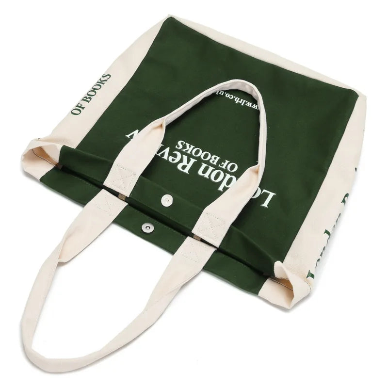 London Review Women Canvas Shoulder Bag Large Capacity Shopping Bags Ladies Books Handbag Tote Female Thick Cotton Fabric Purse