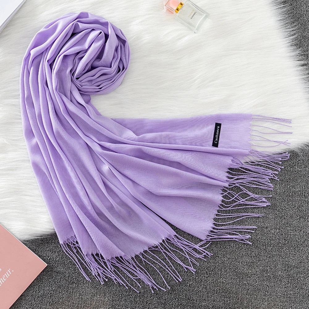 Fashion Solid Scarf Women Cashmere Soft Winter Warm Scarves Hijab Female Long Headband Shawl Wraps Bandana Foulard 2022 Echarpe