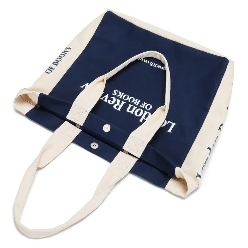 London Review Women Canvas Shoulder Bag Large Capacity Shopping Bags Ladies Books Handbag Tote Female Thick Cotton Fabric Purse