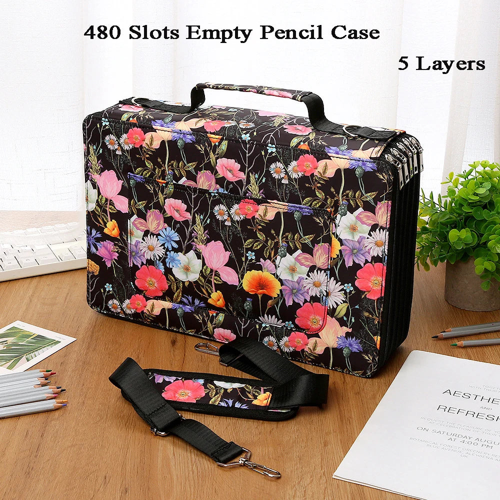 288/384/480 Slots Pencil Case School Pencilcase for Girls Stationery Organizer Bag Large Capacity Pen Box Office Pouch Supplies