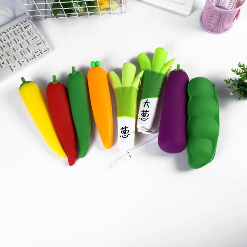 Cute Pencil Case Kawaii Fruit Candy Color Silicone Coin Purse Jelly Coin Purse Key Wallet Earphone Organizer Storage Box Pocket