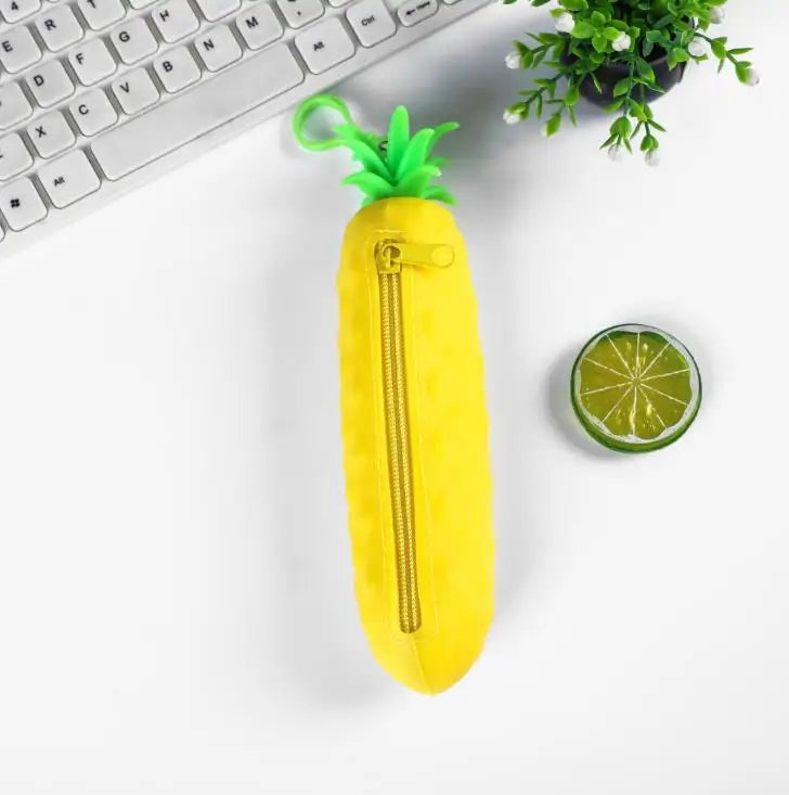 Cute Pencil Case Kawaii Fruit Candy Color Silicone Coin Purse Jelly Coin Purse Key Wallet Earphone Organizer Storage Box Pocket