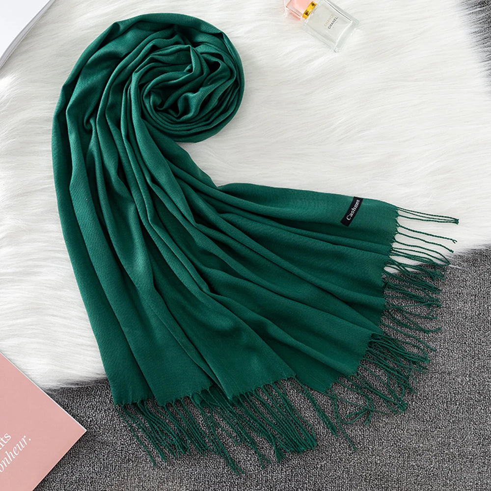Fashion Solid Scarf Women Cashmere Soft Winter Warm Scarves Hijab Female Long Headband Shawl Wraps Bandana Foulard 2022 Echarpe