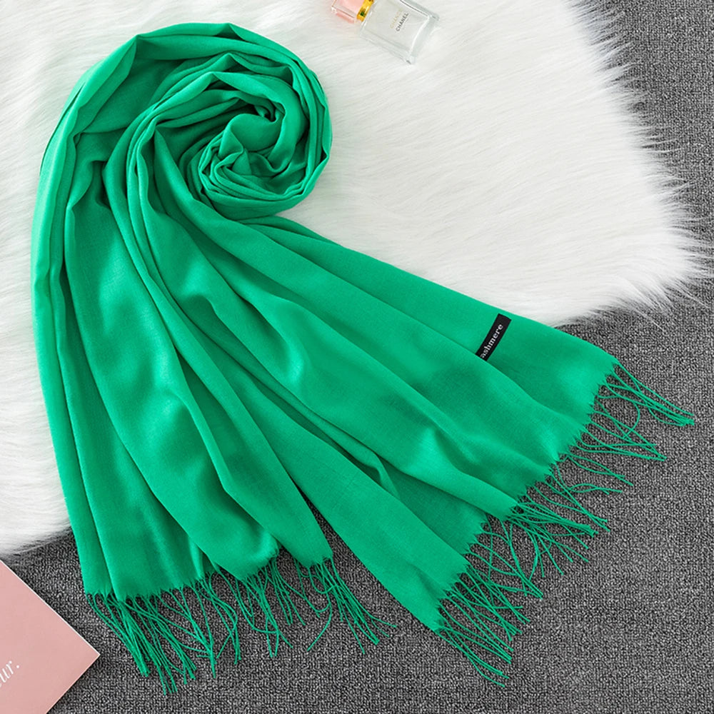 Fashion Solid Scarf Women Cashmere Soft Winter Warm Scarves Hijab Female Long Headband Shawl Wraps Bandana Foulard 2022 Echarpe
