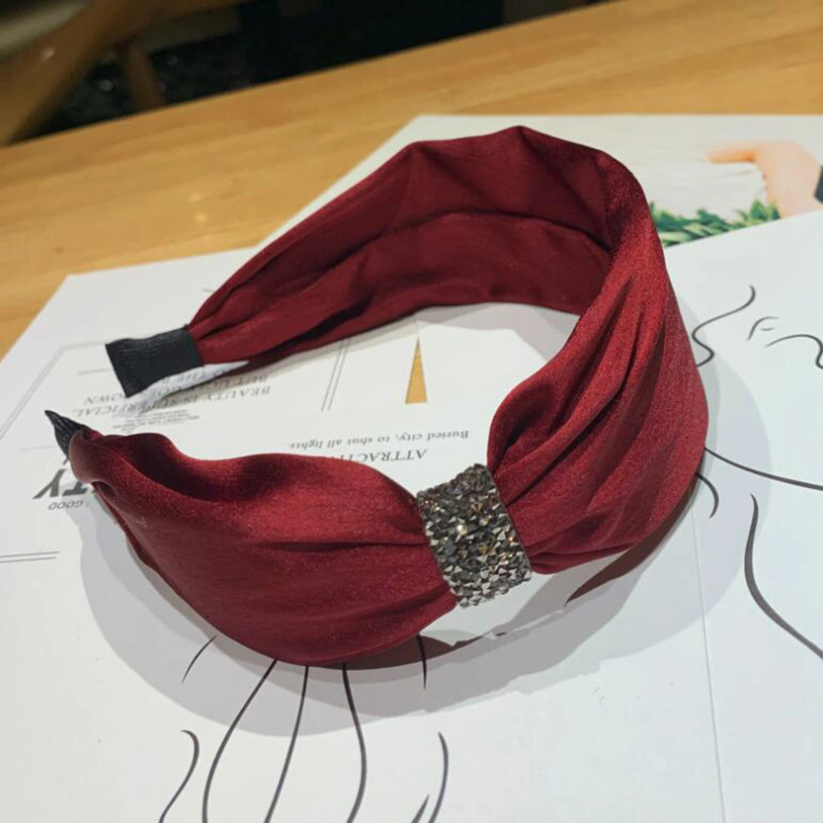 New Fashion Women Headband Solid Color Rhinestone Hairband Temperament High Quality Hair Accessories Wholesale Headwear