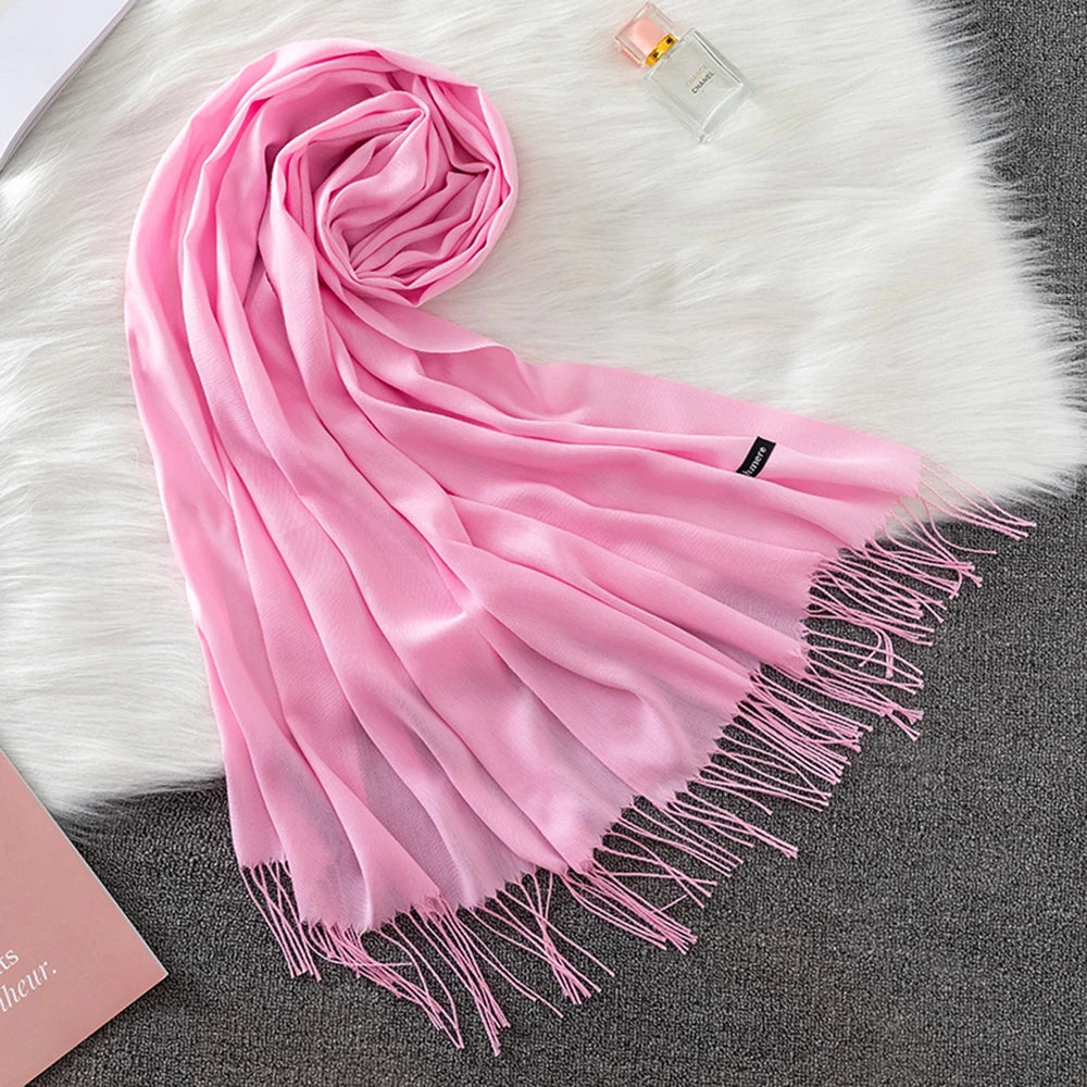 Fashion Solid Scarf Women Cashmere Soft Winter Warm Scarves Hijab Female Long Headband Shawl Wraps Bandana Foulard 2022 Echarpe