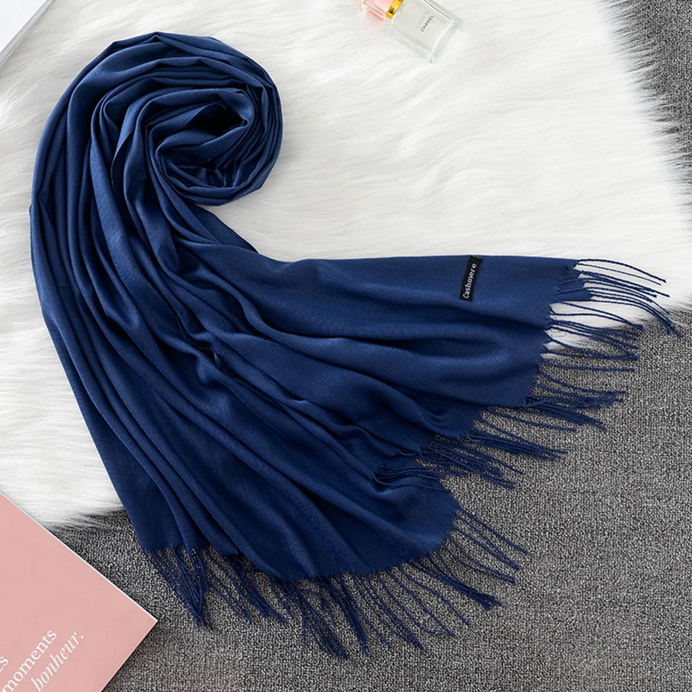 Fashion Solid Scarf Women Cashmere Soft Winter Warm Scarves Hijab Female Long Headband Shawl Wraps Bandana Foulard 2022 Echarpe