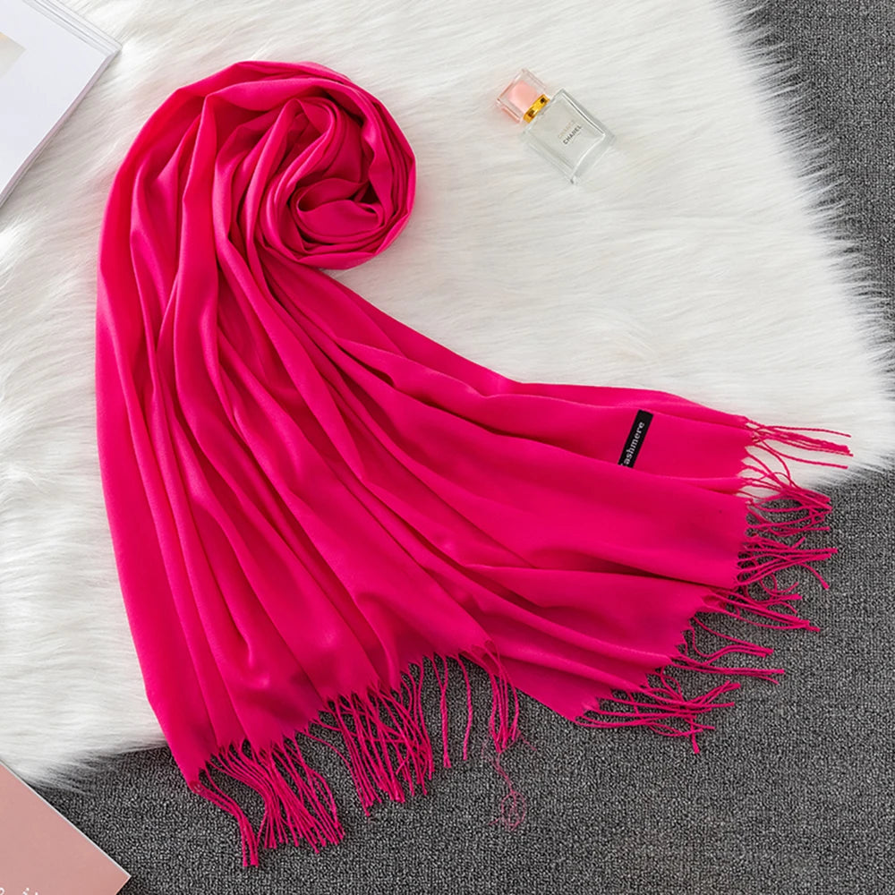 Fashion Solid Scarf Women Cashmere Soft Winter Warm Scarves Hijab Female Long Headband Shawl Wraps Bandana Foulard 2022 Echarpe