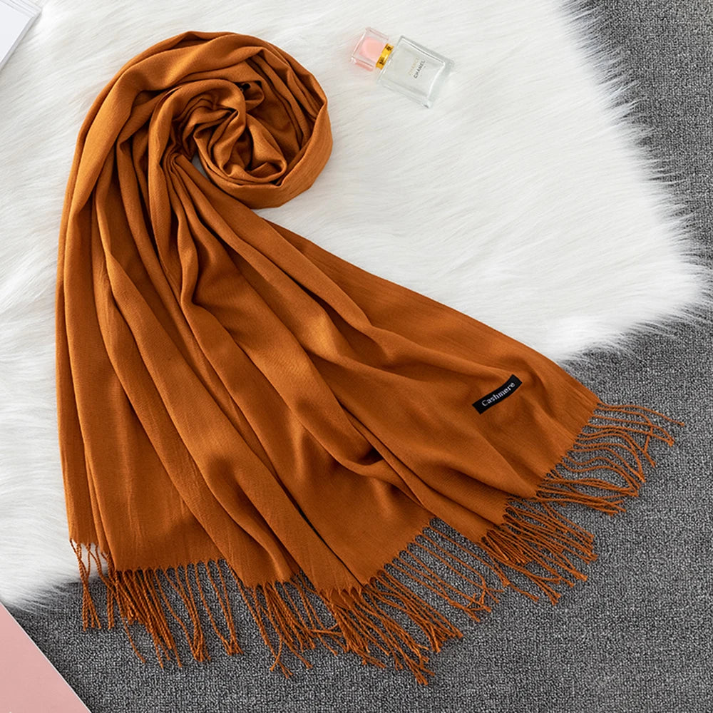 Fashion Solid Scarf Women Cashmere Soft Winter Warm Scarves Hijab Female Long Headband Shawl Wraps Bandana Foulard 2022 Echarpe