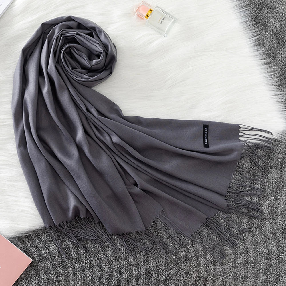 Fashion Solid Scarf Women Cashmere Soft Winter Warm Scarves Hijab Female Long Headband Shawl Wraps Bandana Foulard 2022 Echarpe