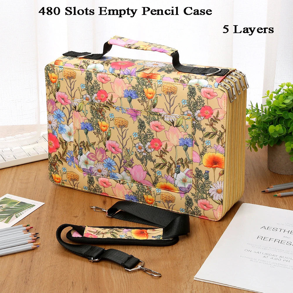 288/384/480 Slots Pencil Case School Pencilcase for Girls Stationery Organizer Bag Large Capacity Pen Box Office Pouch Supplies