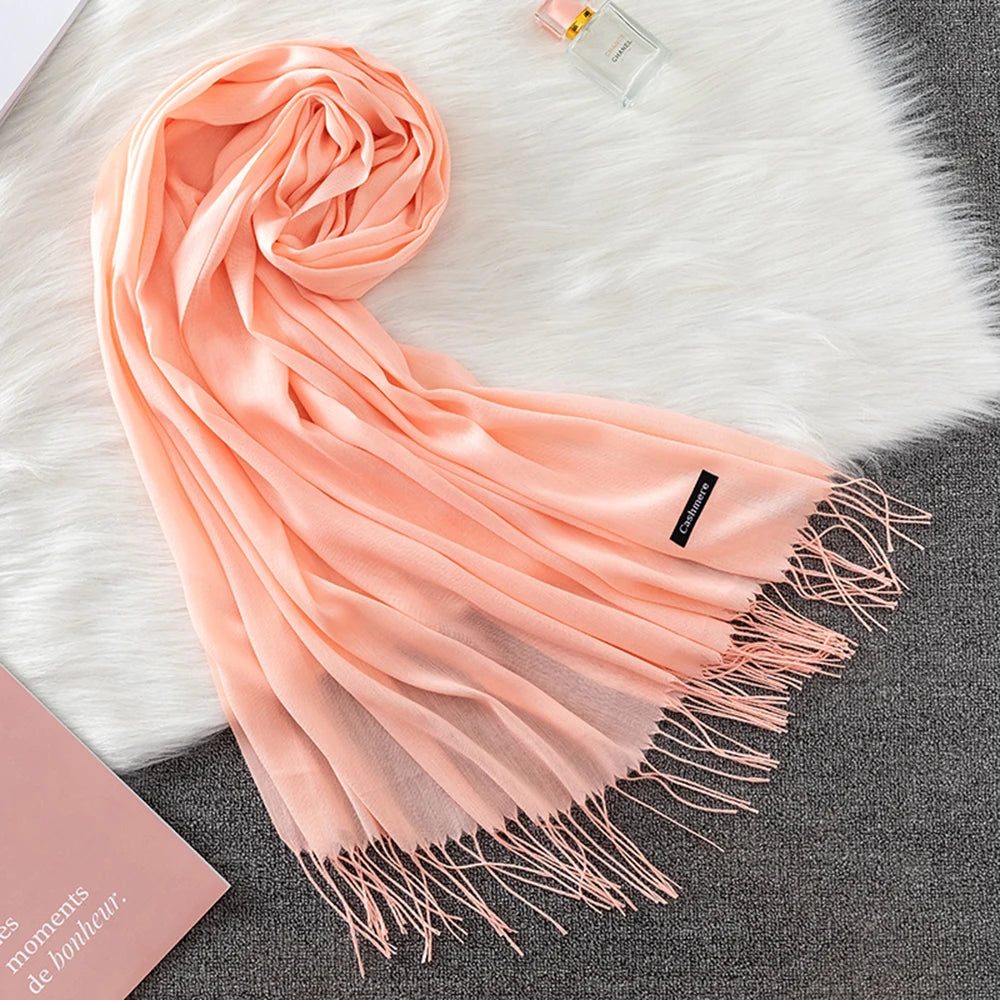 Fashion Solid Scarf Women Cashmere Soft Winter Warm Scarves Hijab Female Long Headband Shawl Wraps Bandana Foulard 2022 Echarpe
