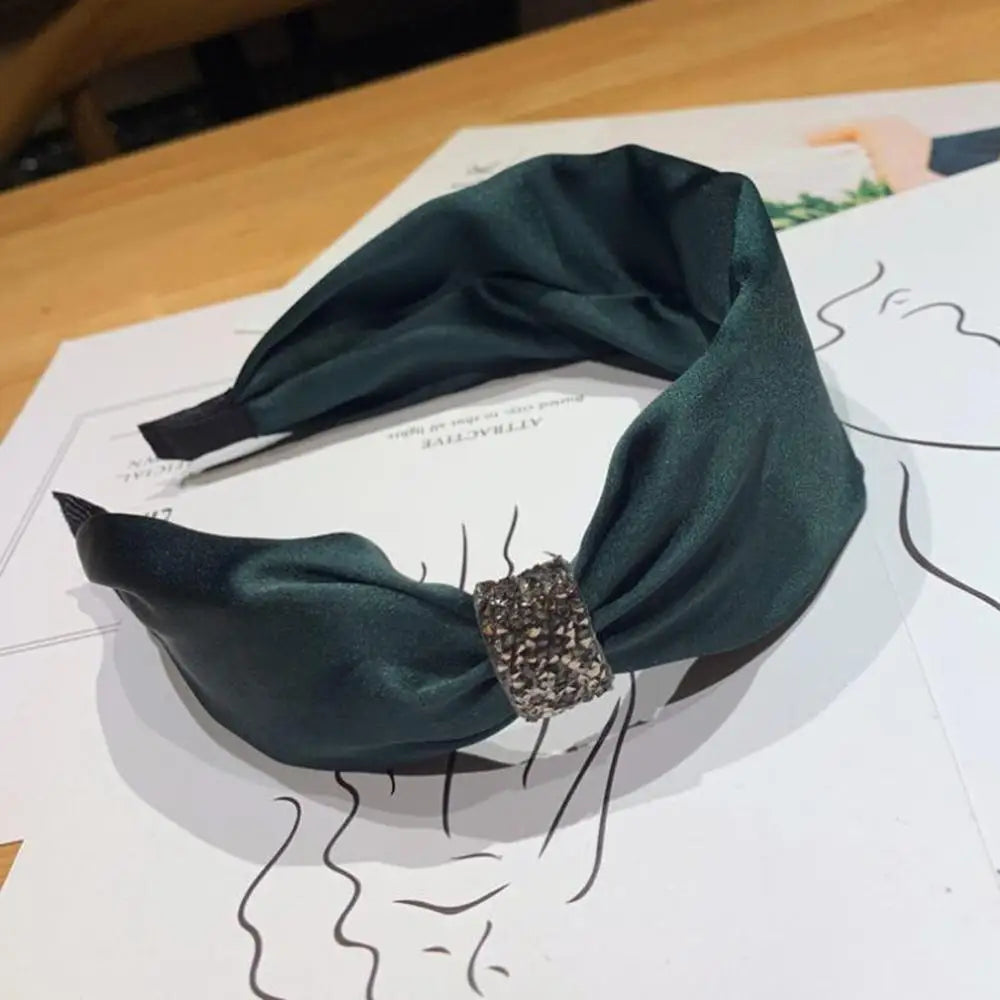 New Fashion Women Headband Solid Color Rhinestone Hairband Temperament High Quality Hair Accessories Wholesale Headwear