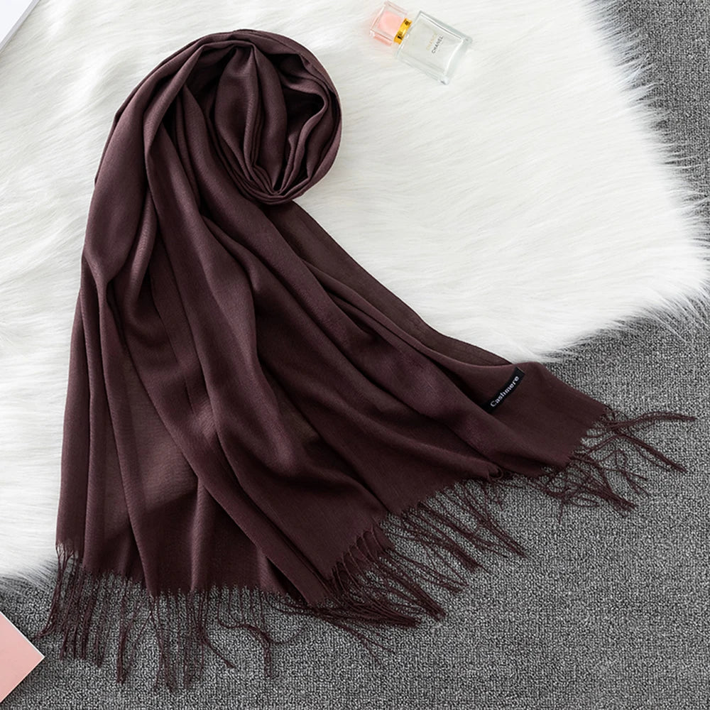 Fashion Solid Scarf Women Cashmere Soft Winter Warm Scarves Hijab Female Long Headband Shawl Wraps Bandana Foulard 2022 Echarpe