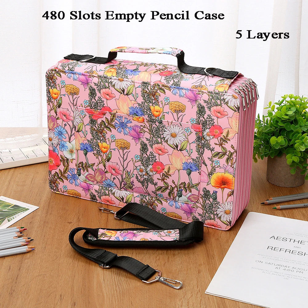 288/384/480 Slots Pencil Case School Pencilcase for Girls Stationery Organizer Bag Large Capacity Pen Box Office Pouch Supplies
