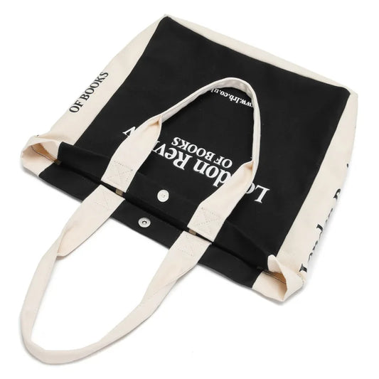 London Review Women Canvas Shoulder Bag Large Capacity Shopping Bags Ladies Books Handbag Tote Female Thick Cotton Fabric Purse