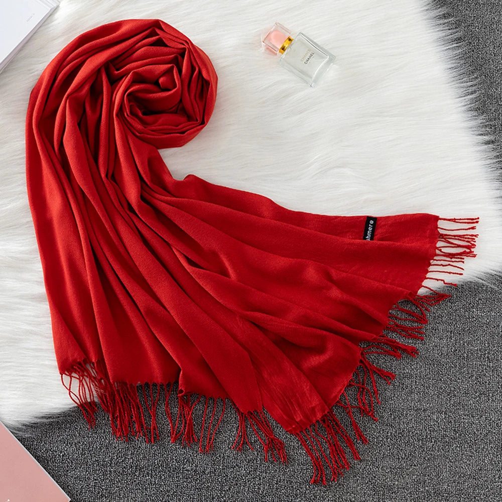 Fashion Solid Scarf Women Cashmere Soft Winter Warm Scarves Hijab Female Long Headband Shawl Wraps Bandana Foulard 2022 Echarpe