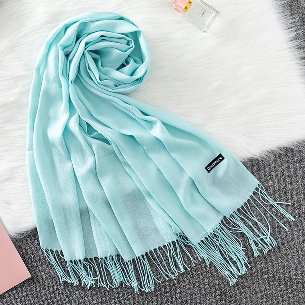 Fashion Solid Scarf Women Cashmere Soft Winter Warm Scarves Hijab Female Long Headband Shawl Wraps Bandana Foulard 2022 Echarpe