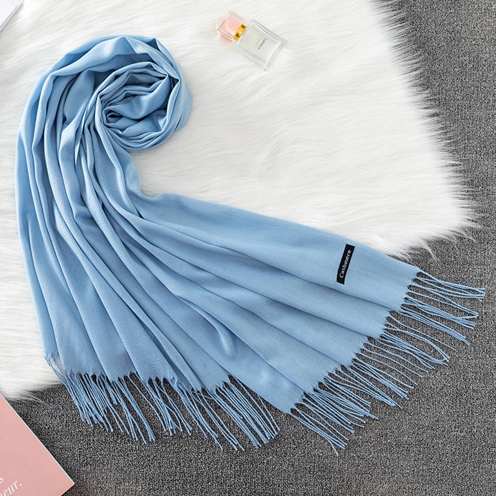 Fashion Solid Scarf Women Cashmere Soft Winter Warm Scarves Hijab Female Long Headband Shawl Wraps Bandana Foulard 2022 Echarpe