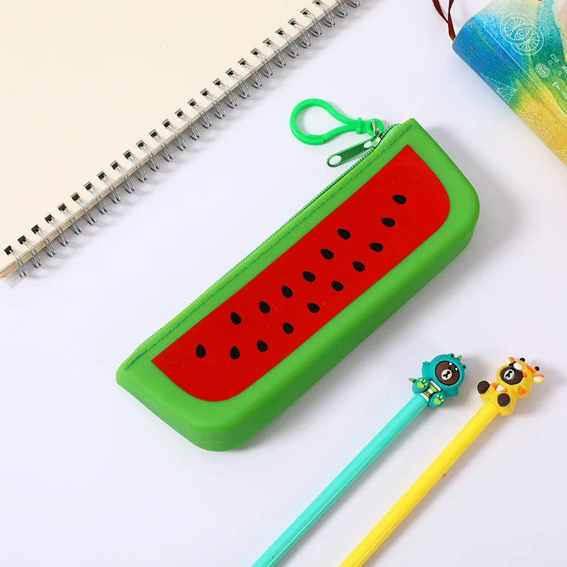 Cute Pencil Case Kawaii Fruit Candy Color Silicone Coin Purse Jelly Coin Purse Key Wallet Earphone Organizer Storage Box Pocket