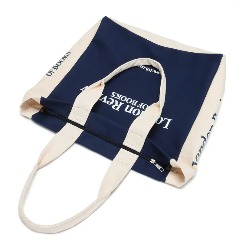 London Review Women Canvas Shoulder Bag Large Capacity Shopping Bags Ladies Books Handbag Tote Female Thick Cotton Fabric Purse