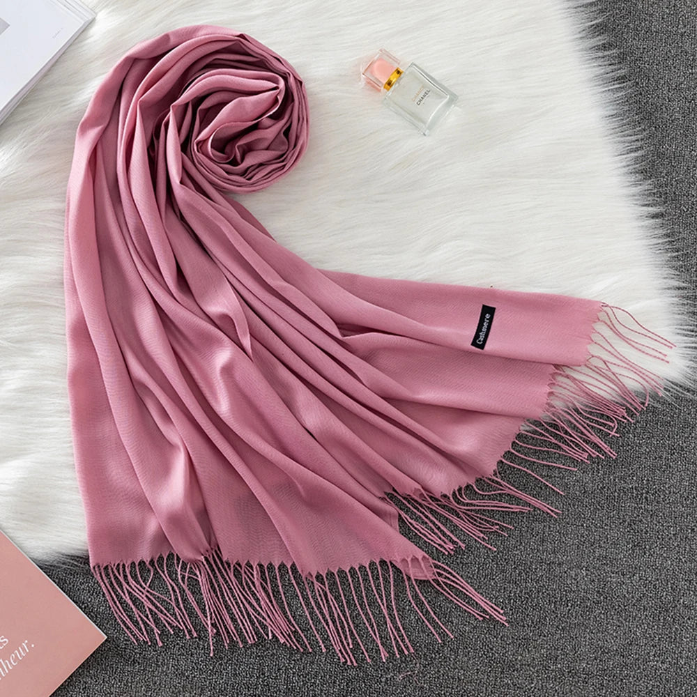 Fashion Solid Scarf Women Cashmere Soft Winter Warm Scarves Hijab Female Long Headband Shawl Wraps Bandana Foulard 2022 Echarpe