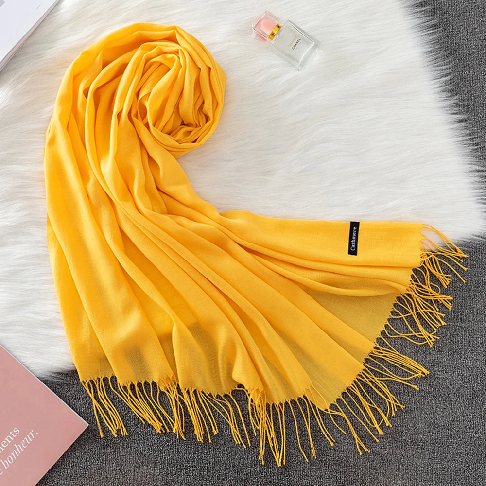 Fashion Solid Scarf Women Cashmere Soft Winter Warm Scarves Hijab Female Long Headband Shawl Wraps Bandana Foulard 2022 Echarpe