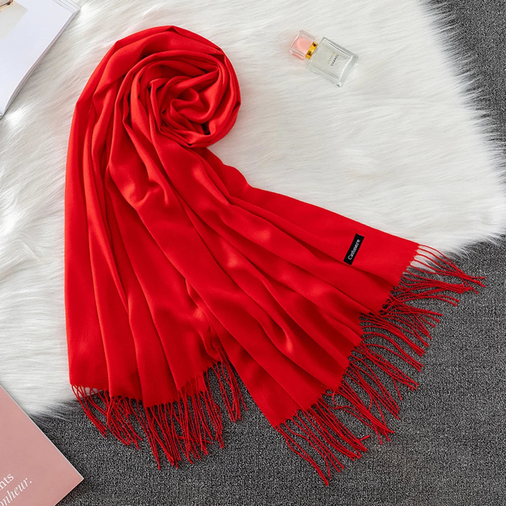 Fashion Solid Scarf Women Cashmere Soft Winter Warm Scarves Hijab Female Long Headband Shawl Wraps Bandana Foulard 2022 Echarpe