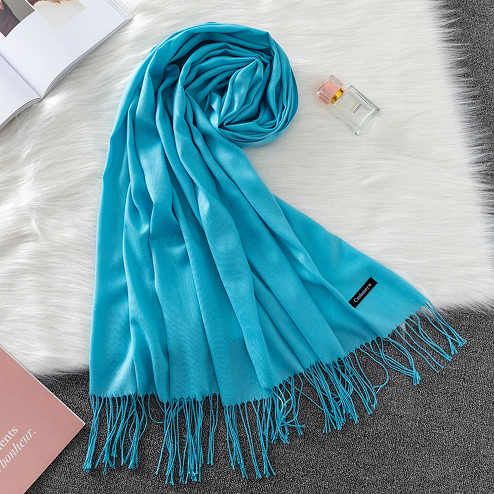 Fashion Solid Scarf Women Cashmere Soft Winter Warm Scarves Hijab Female Long Headband Shawl Wraps Bandana Foulard 2022 Echarpe