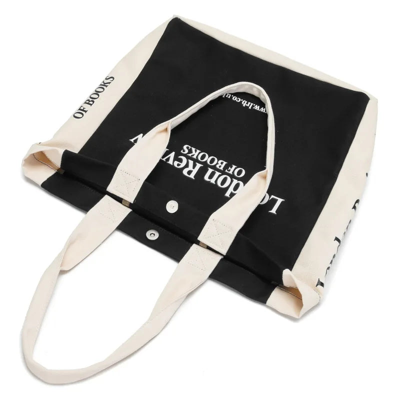London Review Women Canvas Shoulder Bag Large Capacity Shopping Bags Ladies Books Handbag Tote Female Thick Cotton Fabric Purse