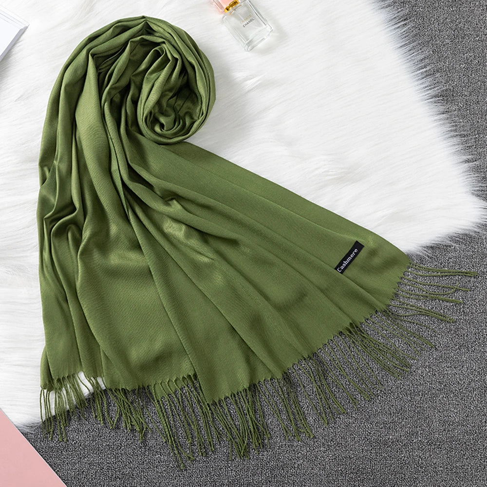 Fashion Solid Scarf Women Cashmere Soft Winter Warm Scarves Hijab Female Long Headband Shawl Wraps Bandana Foulard 2022 Echarpe