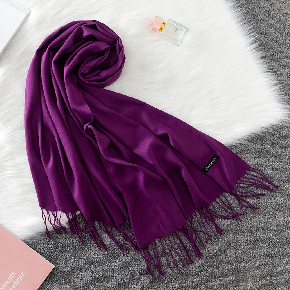 Fashion Solid Scarf Women Cashmere Soft Winter Warm Scarves Hijab Female Long Headband Shawl Wraps Bandana Foulard 2022 Echarpe