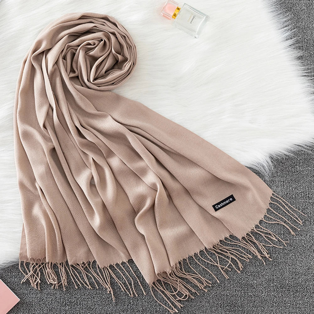 Fashion Solid Scarf Women Cashmere Soft Winter Warm Scarves Hijab Female Long Headband Shawl Wraps Bandana Foulard 2022 Echarpe