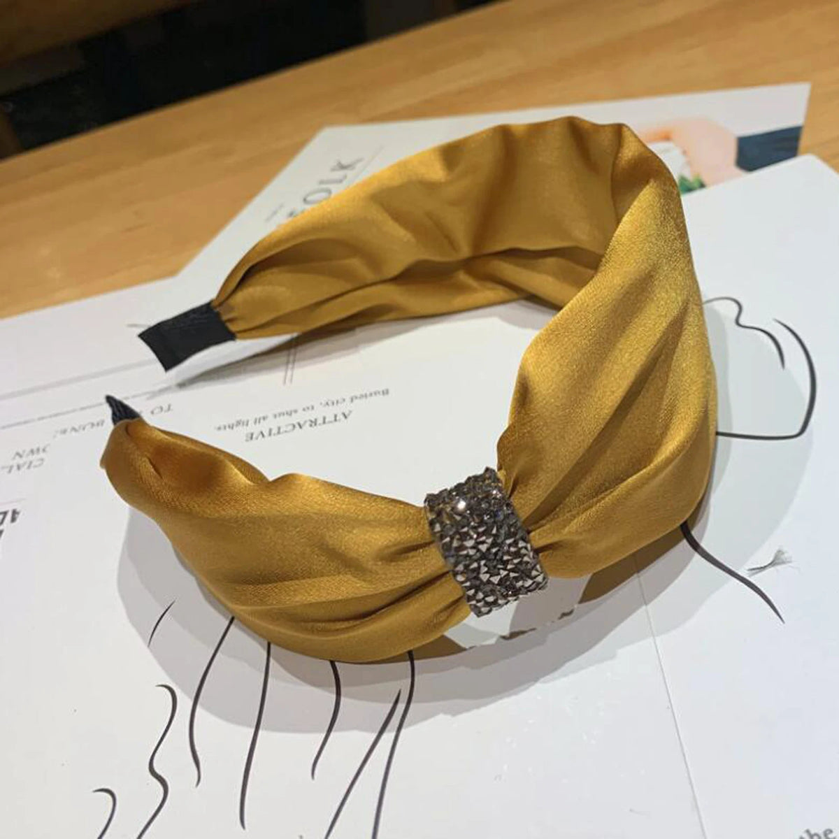 New Fashion Women Headband Solid Color Rhinestone Hairband Temperament High Quality Hair Accessories Wholesale Headwear