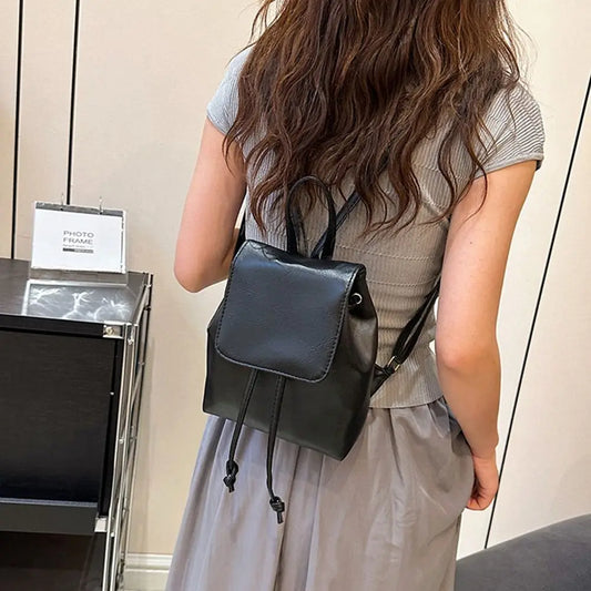 PU PU Backpack Mini Solid Color Brown Retro Backpack Small Pack Handbag Solid Color Shoulder Bag Children