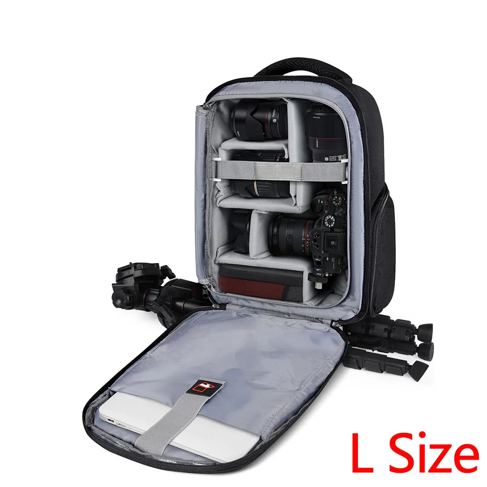 2pcs Lubardy Dedicated Camera Bag Travel Backpack Laptop Bag Large Capacity Men Women Photography Backpack and Rain Cover