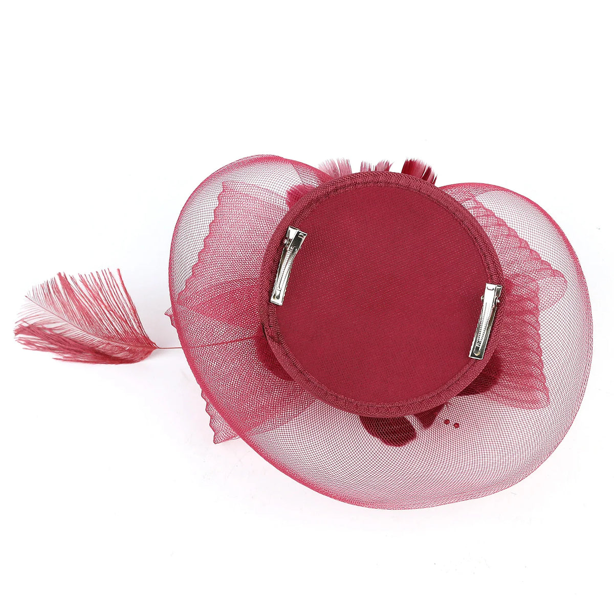Women Ascot Fascinator Hat  Feather Flower Mesh Hair Clip Kentucky Derby Photography Headwear Cocktail Tea Party Hair Accessory