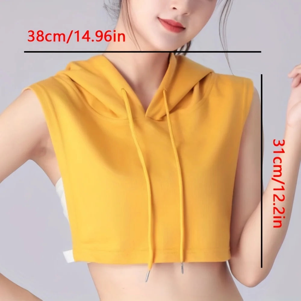 Sleeveless hooded short multi-color optional autumn shirt fake collar sweatshirt hooded stylish multi-function hooded collar